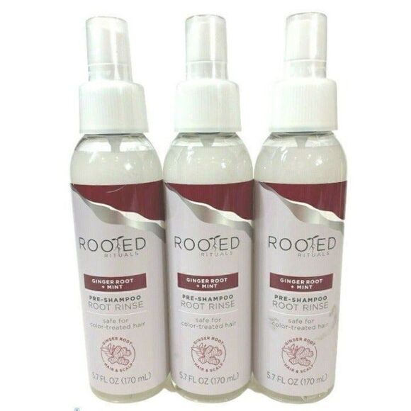 ROOTED RITUALS Pre-Shampoo Root Rinse Ginger Root + Mint  5.7oz bottles 3 pack - Picture 1 of 2